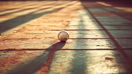 Baseball on dusty clay court.
