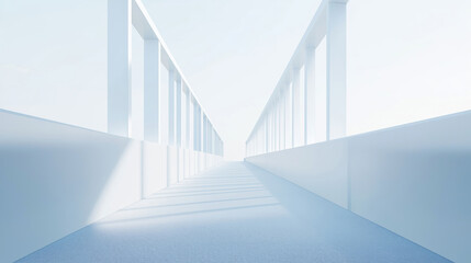 Fototapeta premium Minimalist white architectural structure with geometric lines and shadows