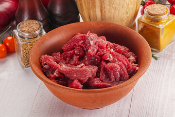 Raw beef meat - sliced strips