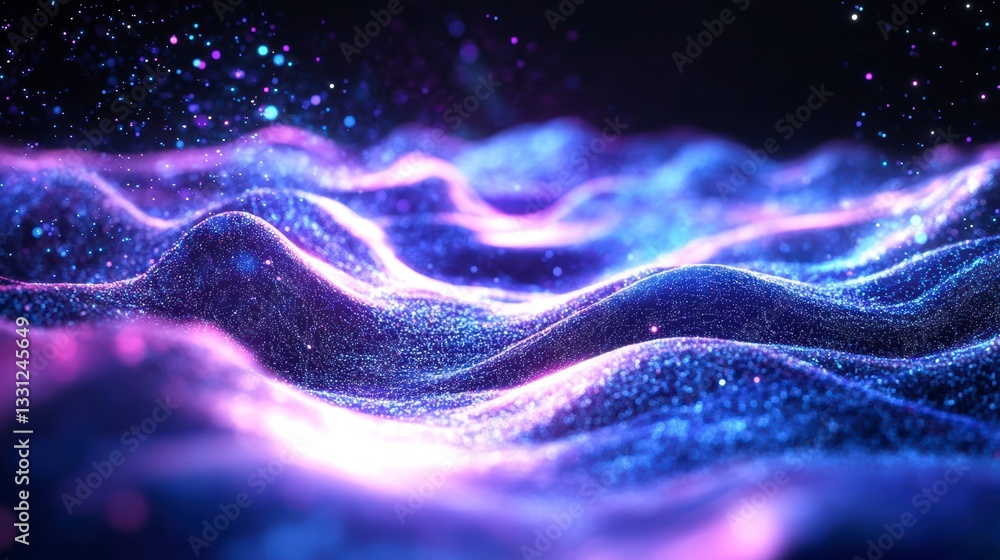 Aufkleber cosmic wave: a mesmerizing close-up of a cosmic wave, a sea of twinkling particles flowing and shift