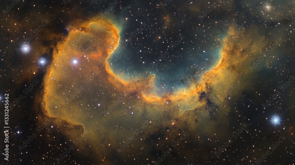 Wall mural galaxy background, with stars and colorful nebula clouds. outer space astronomy image showing an int
