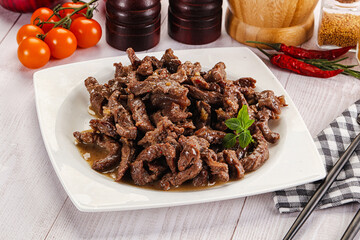 Stew beef slices with gravy