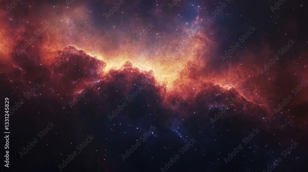 Wall mural galaxy background, with stars and colorful nebula clouds. outer space astronomy image showing an int