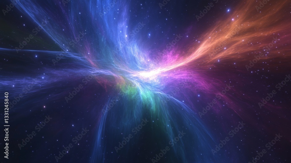 Wall mural galaxy background, with stars and colorful nebula clouds. outer space astronomy image showing an int