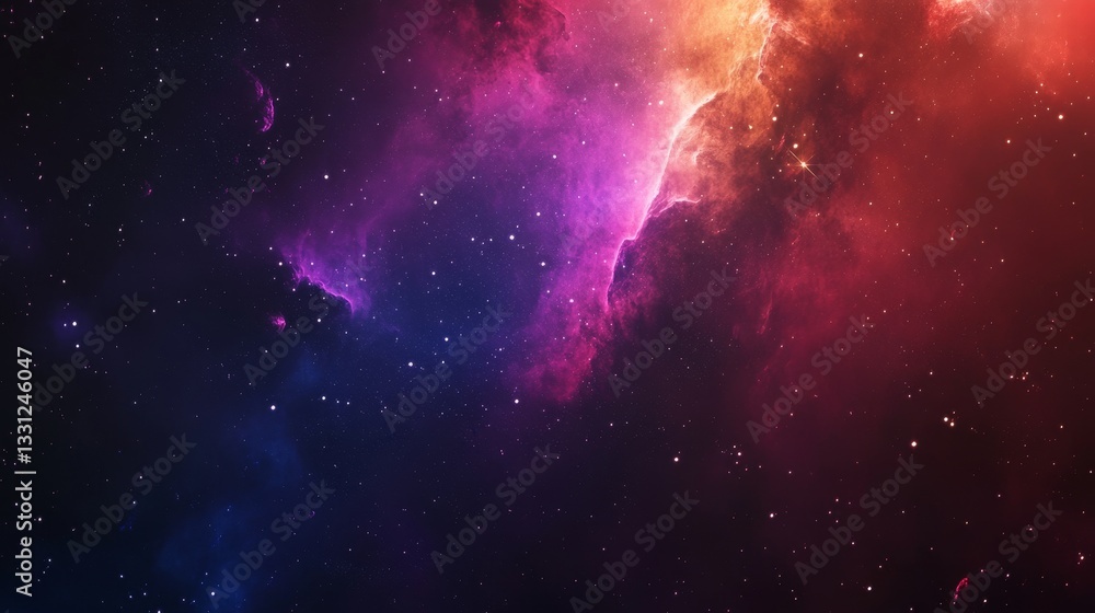 Wall mural galaxy background, with stars and colorful nebula clouds. outer space astronomy image showing an int