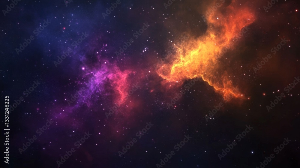 Wall mural galaxy background, with stars and colorful nebula clouds. outer space astronomy image showing an int