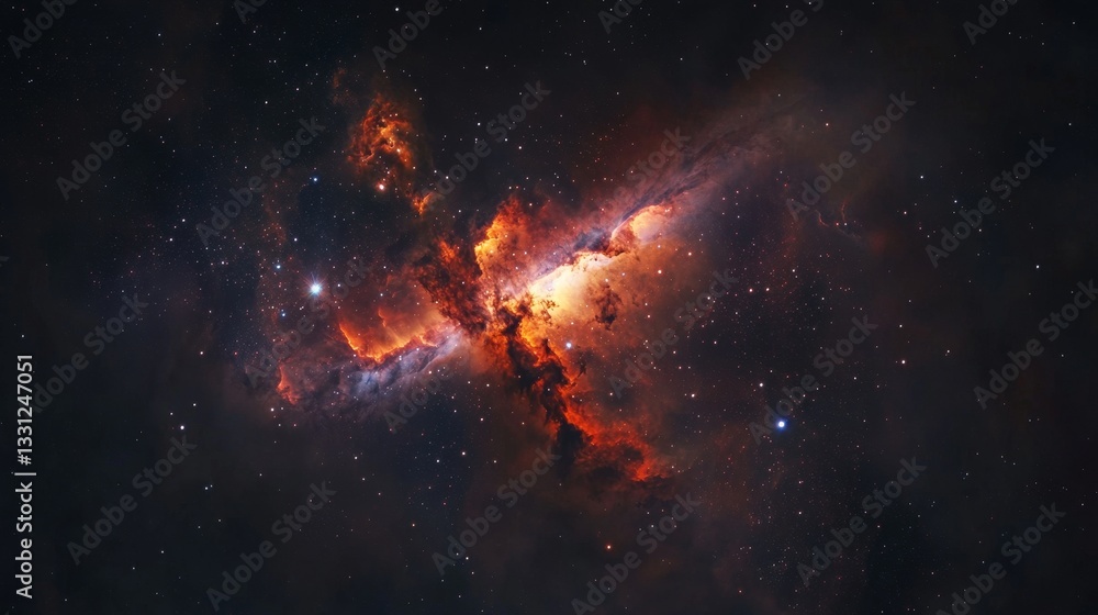 Wall mural galaxy background, with stars and colorful nebula clouds. outer space astronomy image showing an int