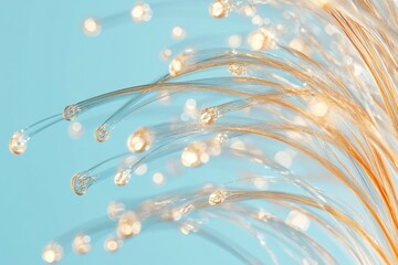 Naklejka premium Fiber optic cables with abstract light reflections