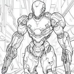 Cybernetic Guardian: A formidable cybernetic warrior stands ready, their presence commanding attention, embodying strength and futuristic technology.