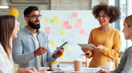 Collaborative Team Brainstorming in a Modern Office