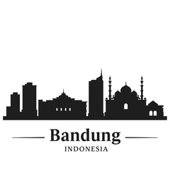 Naklejka premium Bandung Skyline Silhouette - Vector Illustration
