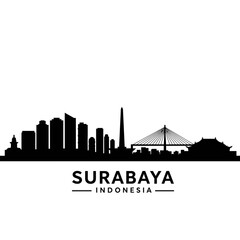 Fototapeta premium Surabaya Skyline Silhouette - Vector Illustration