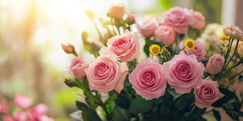 Fototapeta premium Romantic pink roses