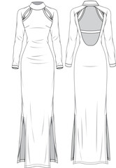 illustrasyon , vector , dress tecnicals drawings ,dress drawings, dress tecicals , rees drawings, trenchcoat drawings, women dress drawings