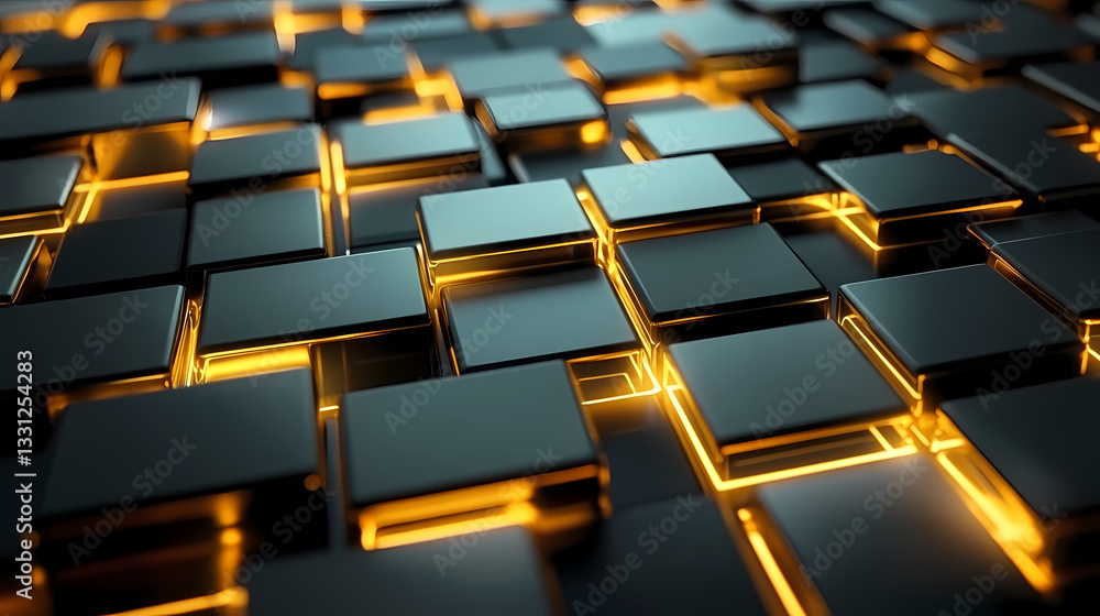 Aufkleber abstract tech design with blocks