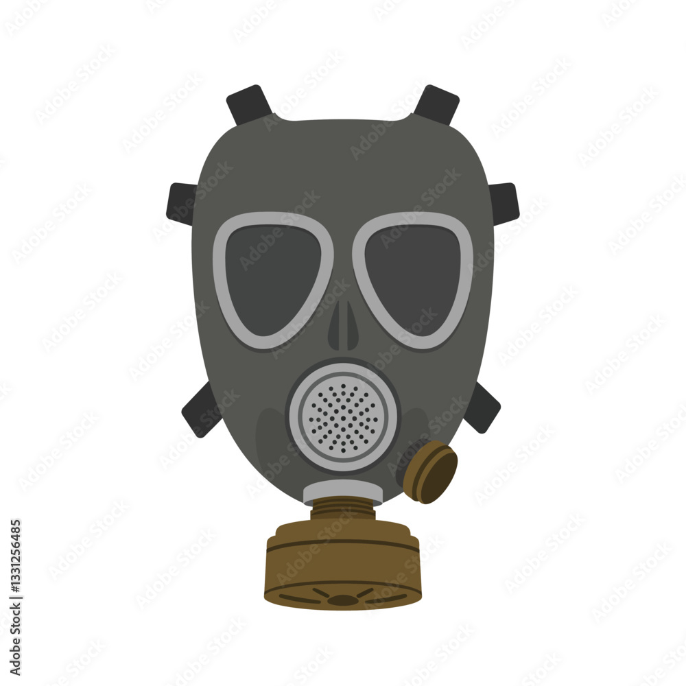 Poster gas mask design in minimal style featuring bold shapes and muted colors vector illustration
