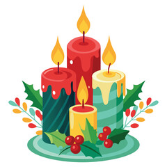 christmas candles and holly