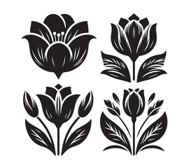 Fototapeta premium Black and White Silhouette set Tulip Designs