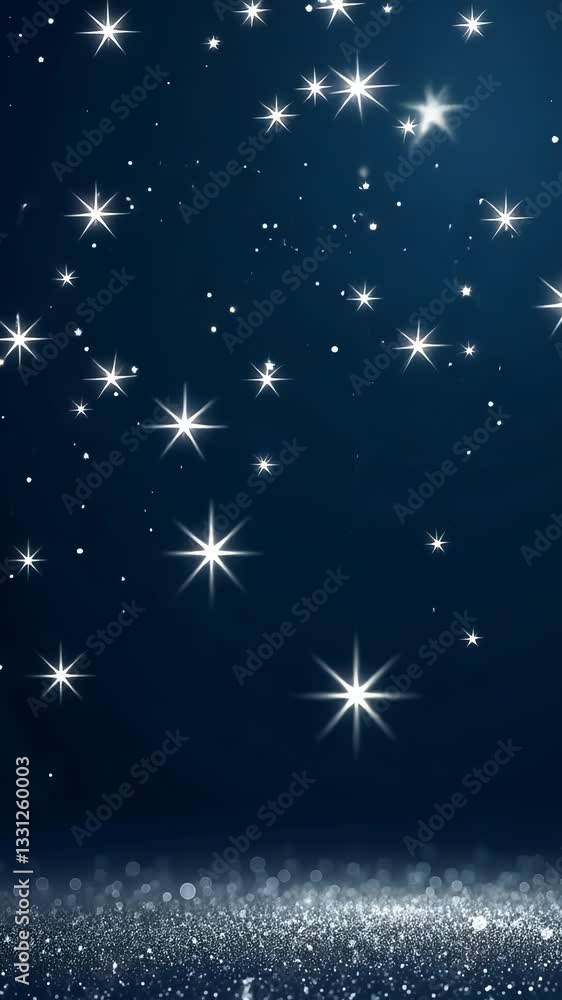 Poster a blue background with a lot of stars. the stars are scattered all over the background. the stars ar