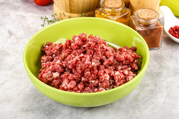 Raw beef minced meat for cooking