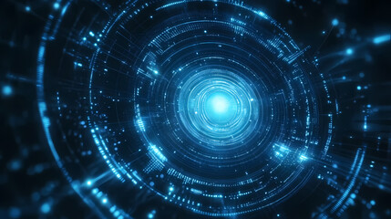 Sci-Fi Digital Art with Blue Light Rays