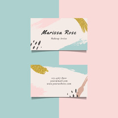 Makeup Artist ID Card Template with Stylish Makeup Colors & Brush Elements
