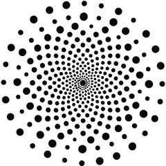 White background with black round halftone design