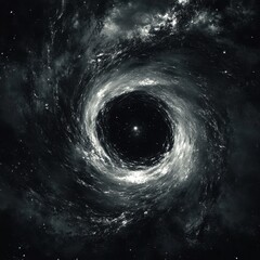 Fototapeta premium Majestic Black Hole A Vortex in Deep Space with Swirling Nebulae and Distant Stars.