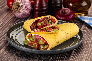 Burrito with tuna and vegetables wrap