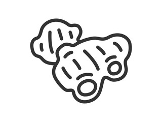 生姜のアイコン（線画）のイラスト