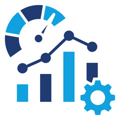 Performance Analytics Flat Blue Icon
