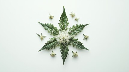 Elegant cannabis branding concept, leaves and buds