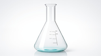 Empty Erlenmeyer Flask Glass Beaker Laboratory Equipment Science Chemistry Experiment Research White Background