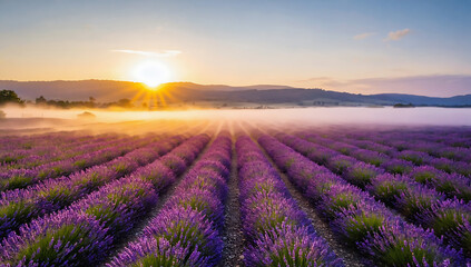 Lavender field at sunrise