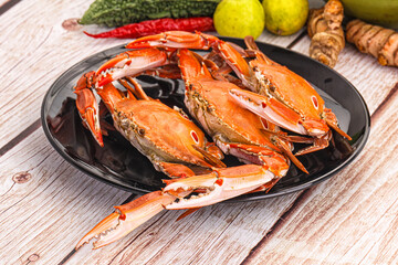 Hot fresh Boiled red crab