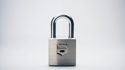 Naklejka premium Padlock Security Steel Metal Lock on White Background