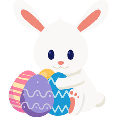 Easter Bunny Hugging Egg Illustration