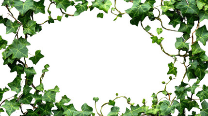 Fototapeta premium Frame of ivy branches creating decorative border on transparent background