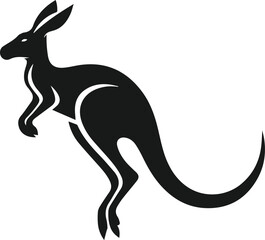 A kangaroo hopping with a big leap forward vector silhouette