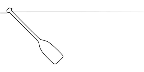boat paddle continuous one line drawing, Continuous single one line of Rowboat paddle isolated on white background, abstract man with paddle, Single continuous line drawing canoe trails and rafting.