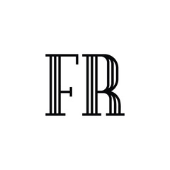 FR monogram logo design letter text name symbol monochrome logotype alphabet character simple logo