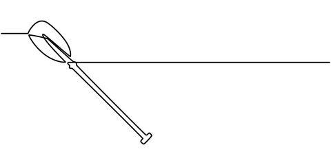boat paddle continuous one line drawing, Continuous single one line of Rowboat paddle isolated on white background, abstract man with paddle, Single continuous line drawing canoe trails and rafting.