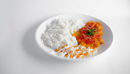 chicken katsu and white rice