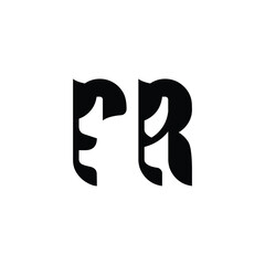 FR monogram logo design letter text name symbol monochrome logotype alphabet character simple logo