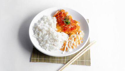 chicken katsu and white rice