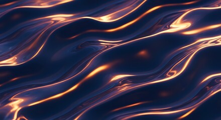 Flowing Liquid Texture with Warm Light Reflections in Dark Hues