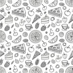 Vector fast food stroke pattern background design template
