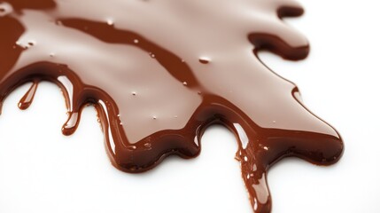 Melting chocolate dripping in midair, thick glossy texture,