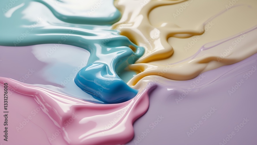 Aufkleber colorful abstract paint blending together on a smooth surface creates an artistic and vibrant visual