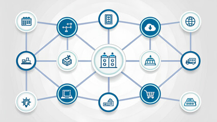 Industry 5.0 Digitalization Resilience resilient supply chain depicted as network of interconnected icons, showcasing logistics and technology